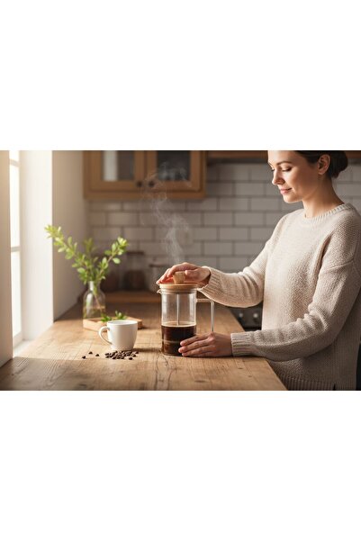 KAVEH Gül Çelik Home 350 ml Borosilicate Heat Resistant Glass French Press