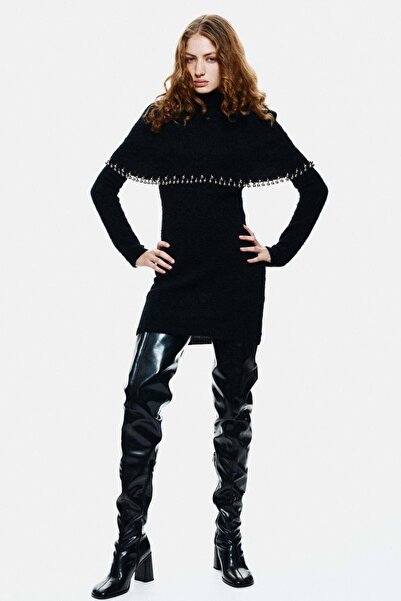 H&M Bead-trimmed mohair-blend dress