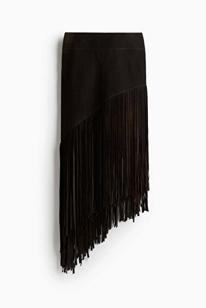 H&M Fringed suede skirt