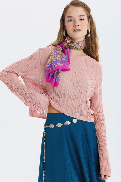 Clandestino Bohemian Floral Figured Chain Belt Silver