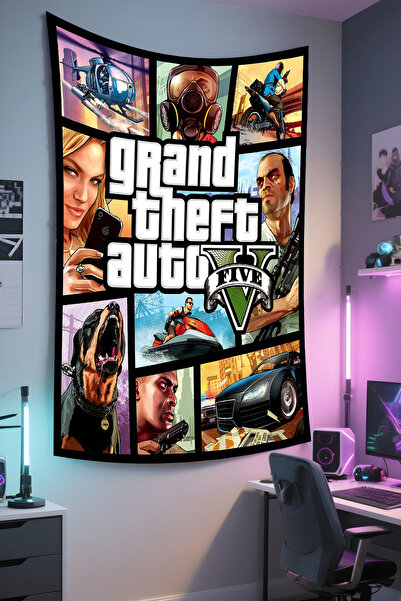 RUGRUMBA غطاء حائط GTA مطبوع - موضوع للاعبين، قماش عالي الجودة، سجادة حائط من...