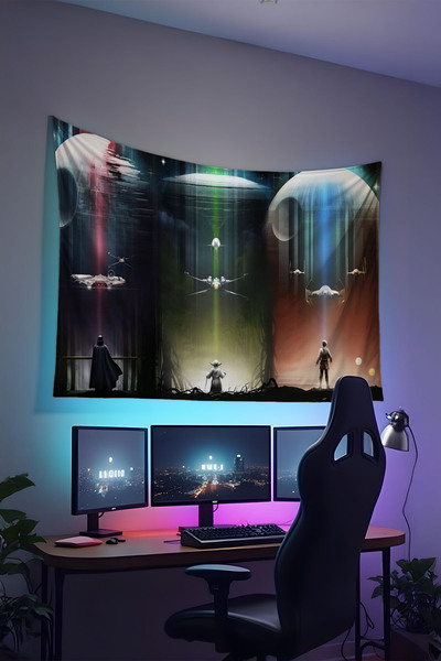 RUGRUMBA غطاء جدار حرب النجوم - تصميم مستوحى من الأفلام، قماش عالي الجودة، سج...