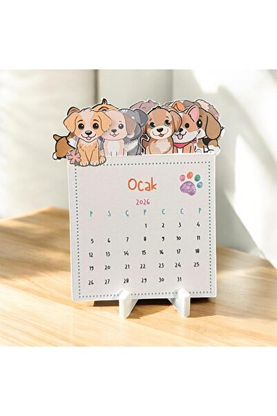 HOBİREYON 2026 Takvim - Köpekler Masaüstü Takvim- Standlı Takvim (105x80 mm)