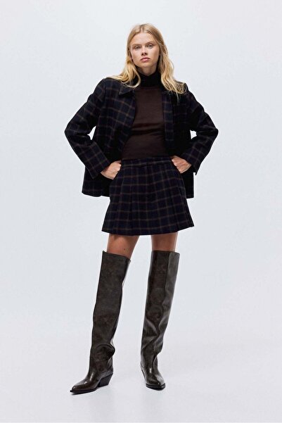 H&M تنورة قصيرة من مزيج الصوف المطوي