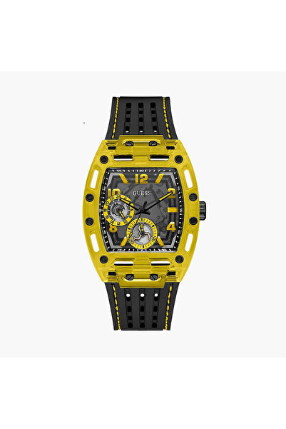 Guess Men's Black Chronograph Silicone Strap Watch - GW0499G2 | 44 MM