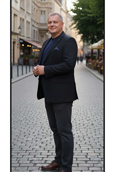 güncüoğlu Self-Patterned 4 Drop Two-Button Double Slit Classic Men's Jacket