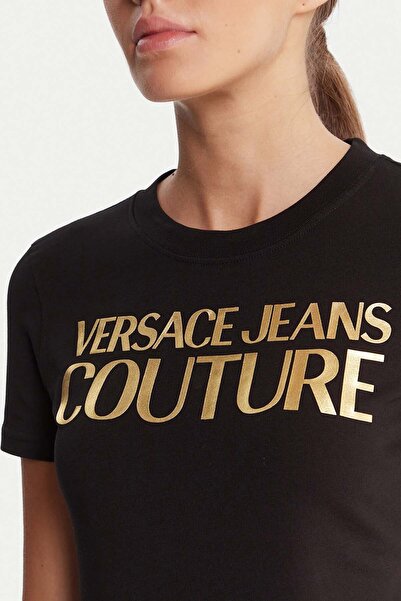 Versace Women's Maglıetta T-Shirt Serigrafie T-Shirt - Black