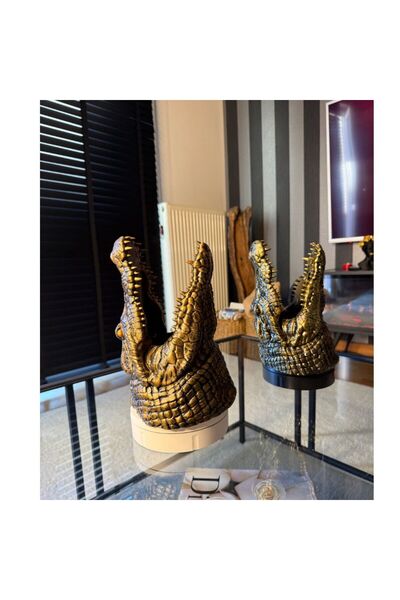 İncomparable Home Timsah Figürlü Şaraplık - El İşçiliği ile Boyanmış (Bakır)