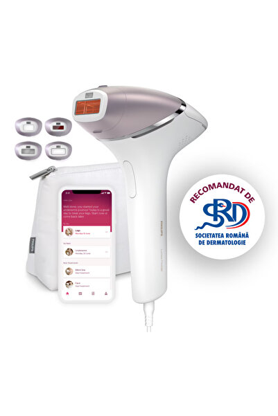 Philips Αποτριχωτική συσκευή IPL Lumea Seria 8000 BRI947/00, Senzor Smartskin, tehnologie SenseIQ, Alb Roz