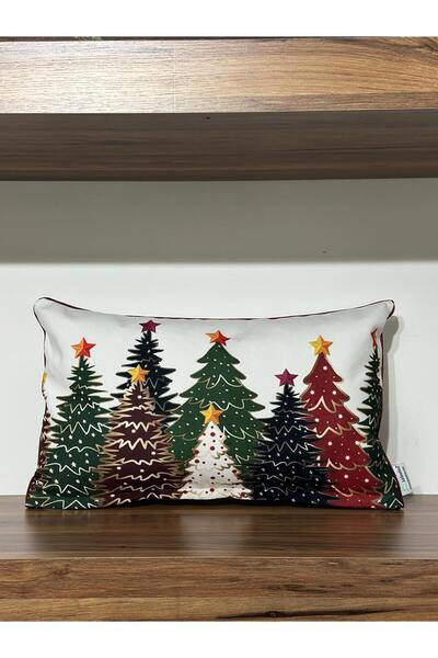 KIRLENTİM H1264-3050 Colorful Pine Trees-Pillow-Filled
