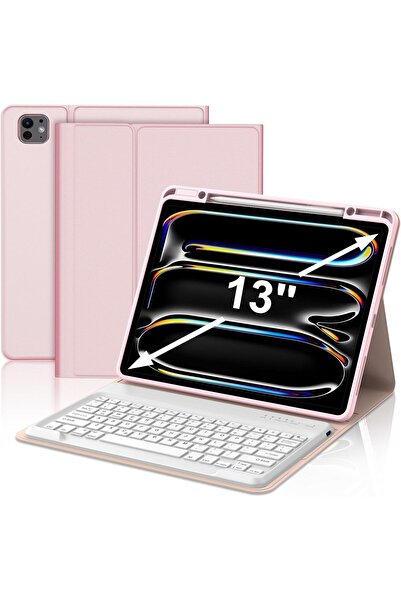 HYX iPad Pro 13-inch M4 (2024) Case with Detachable Bluetooth Keyboard - Pink