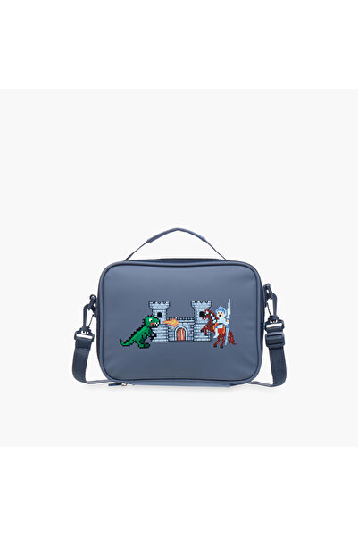 Juniors حقيبة غداء مطبوعة بقلعة ديناصور مع سحاب للإغلاق