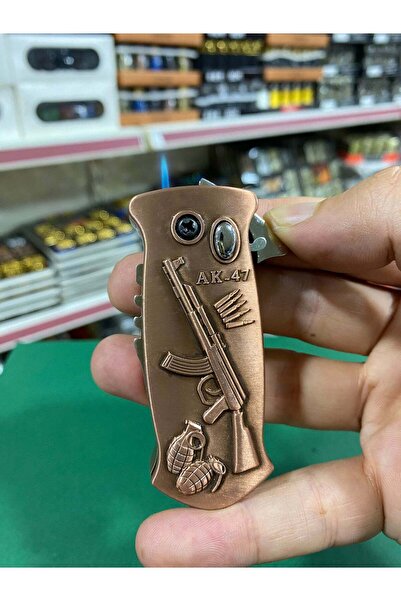 tutuştur AK47 Figürlü Metal Bıçaklı Çakmak