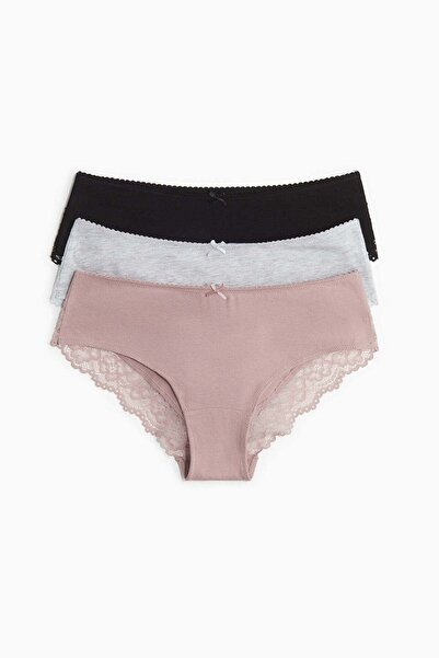 H&M 3-pack cotton and lace hipster briefs