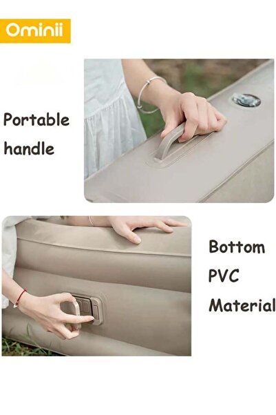 Ominii Double Air Mattress, Portable Inflatable Bed with Built-in Pump