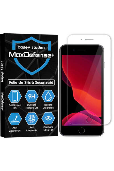 Casey Studios Folie Sticla iPhone 7/8, Full Cover 3D, Ultra HD, Anti Zgarieturi, Anti Socuri, Transparent