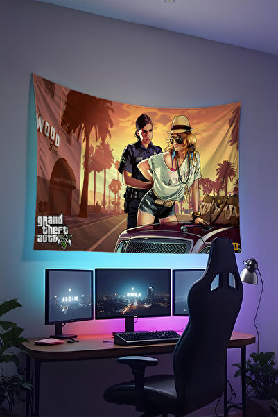 RUGRUMBA غطاء حائط GTA مطبوع - موضوع للاعبين، قماش عالي الجودة، سجادة حائط من...
