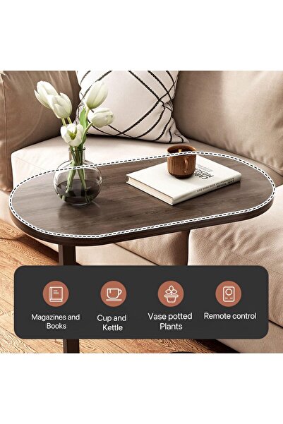 Aralifes C Shaped Side Table – Modern End Stand for Small Spaces, C Stand for Sofa & Bed, Wood Coffee Stand