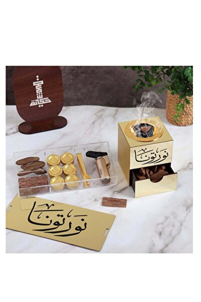 Story of candle مبخرة مع صندوق لحفظ البخور وللتخزين بعبارة "نورتونا" مع عود م...