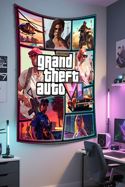 RUGRUMBA Gta Printed Wall Covering – Gamer-Themed, High-Quality Fabric, Tapes...