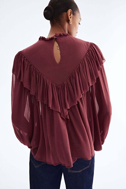 H&M Frill-trimmed chiffon blouse