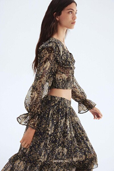 H&M Smocked chiffon blouse