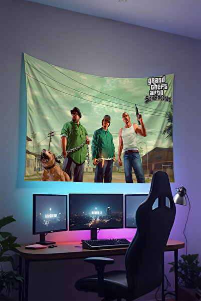 RUGRUMBA غطاء حائط GTA مطبوع - موضوع للاعبين، قماش عالي الجودة، سجادة حائط من...