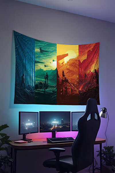 RUGRUMBA Star Wars Duvar Örtüsü – Film Temalı, Kaliteli Kumaş, Tapestry Duvar...