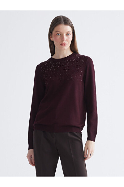 LC Waikiki Crew Neck Women's Knitwear Sweater with Stones