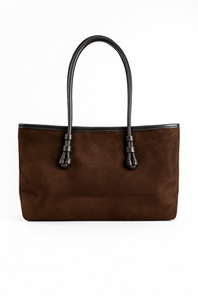 KISCHE Women's Tote Bag Black Braided Coffee Suede