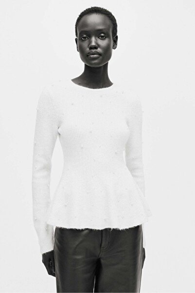 H&M بلوزة ببلوم مزينة بالخرز