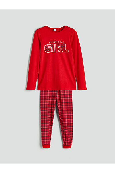 LC Waikiki Peak New Season Crew Neck Printed Girls' Pajama Set Mother Daughter Combination