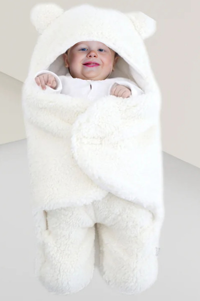 İpek Tekstil 0-6 Aylık Bebek Için,astarlı Kundak Ve Uyku Tulumu Kapüşonlu Wel...