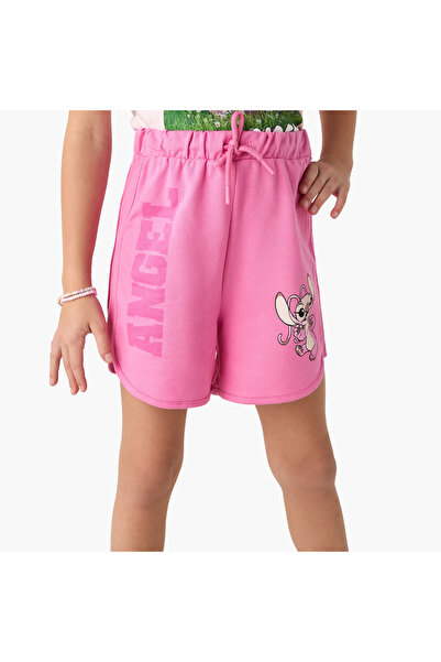 Disney Angel Print Shorts with Drawstring Closure