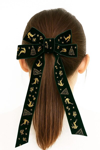 New Obsessions New Year's Gold Gilded Velvet Bow Tie with Figure