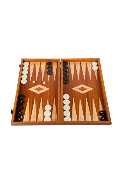 Manopoulos Handcrafted Mahogany Backgammon Set 48x26cm