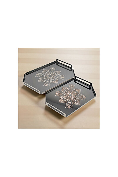 Generic طقم تباسي تقديم ستينلس ستيل لون أسود