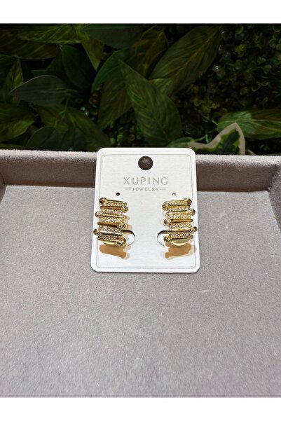 XUPING JEWELRY Zirkon Taşlı Şerit Model Kadın Küpe – Modern ve Işıltılı Tasarım