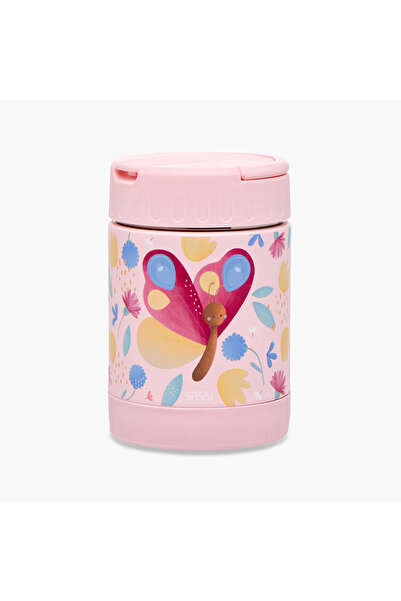 SASSI Butterfly Print Stainless Steel Food Jar with Handle - 350 ml