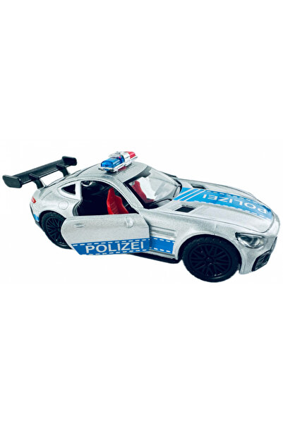 OEM Metal Police Car, Lights and Sounds, Opening Doors, 11 cm, Gray