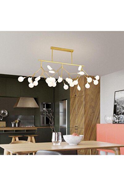 RFAN Candelabru LED suspendat, Model 5349-27, Metal, 27 X G4, Auriu/Alb