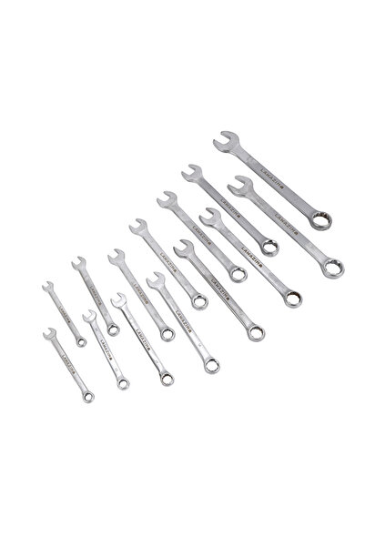 Lawazim 14 Piece Combination Wrench Set 8-32mm - Carbon Steel Metric Spanners with Roll-Up Pouch