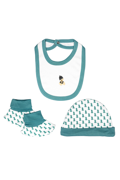 Babies Basic 5 piece Sets include Bib, Romper, Mittens, Cap and Sleepsuit, 9-12 Months