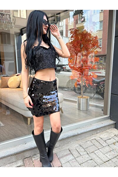 Elit Butik Black Pul Palet Skirt