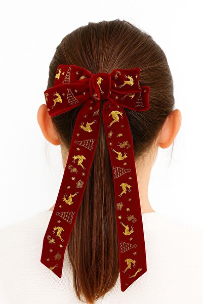 New Obsessions New Year's Gold Gilded Velvet Bow Tie with Figure