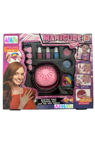 Almido Girls' Manicure Set with Drying Lamp, Nail Polish and Accessories - Multicolor