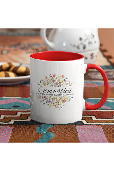 AFFIX THE DIFFERENT PERSPECTIVE Personalized white mug, red interior and handle, The Most Precious Being In The World, Sister-in-law pattern