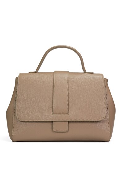 Posete Fagaras Elvila Leather Purse - Cream, 1 Compartment, 2 Pockets, Adjustable Strap 137 cm