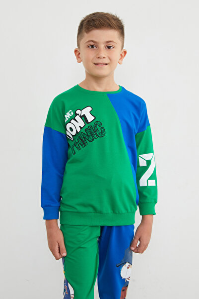 Fulla Moda Printed Color Block Boy's Tracksuit Set