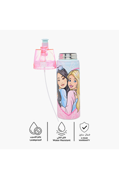 Barbie Mattel Stainless Steel Water Bottle with Water Mist Trigger – 500 ml